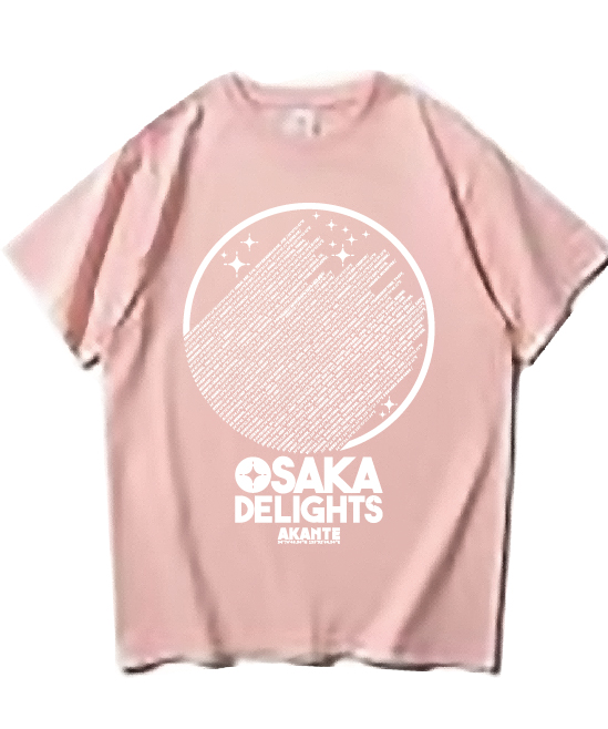 OSAKA DELIGHTS Tシャツ ライトピンクxホワイト（240）