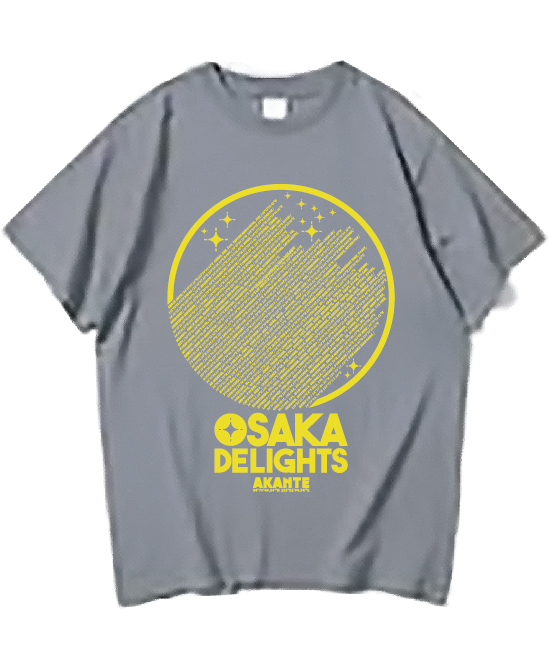 OSAKA DELIGHTS Tシャツ ダークグレーxイエロー（240）