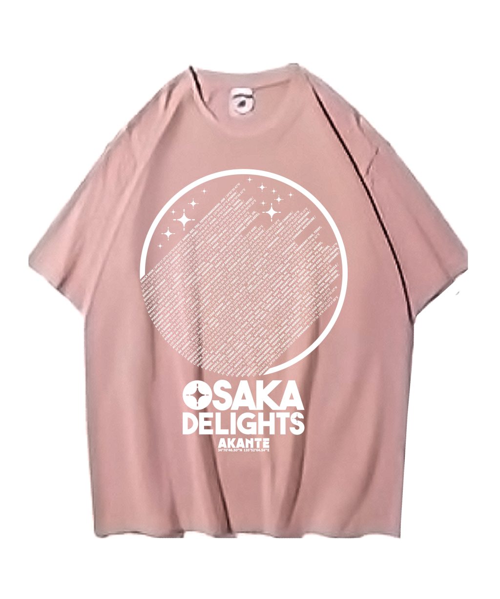 OSAKA DELIGHTS Tシャツ ダスティー・ピンクxホワイト